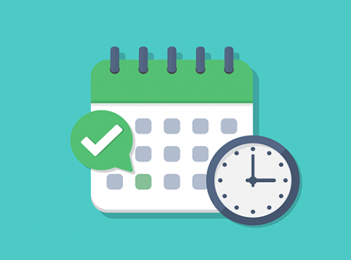 infographie qui représente un calendrier et une horloge